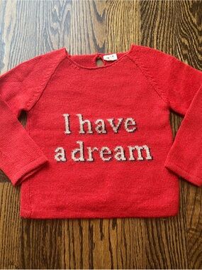 Oeuf Alpaca Wool "I Have A Dream" Long Sleeve Sweater (4Y)
